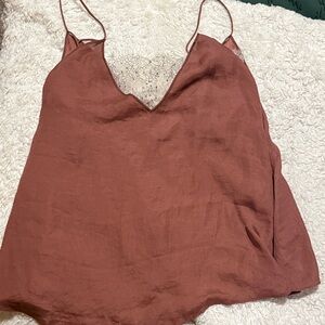 Free People Lace Accent Brown Cami